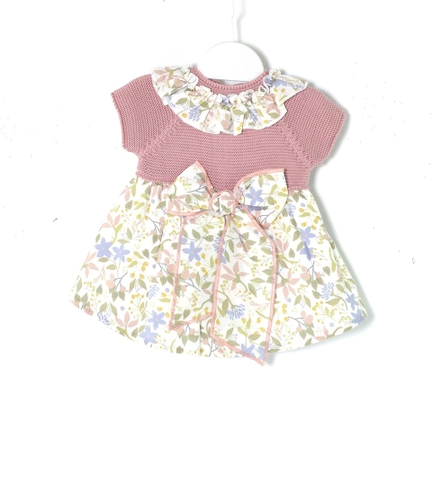 VESTIDO PUNTO TELA ROSA PALO